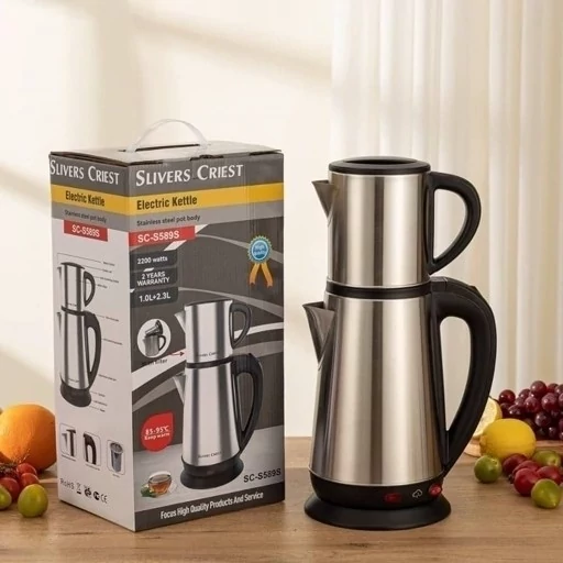 چای ساز روهمی سیلور کرست مدل SC-S589S ظرفیت ۲.۳ لیتر با کتری استیل