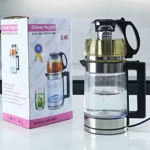 چای ساز دسینی مدل DR-6001 کتری ۲ لیتری قوری ۱ لیتری با فیلتر استیل